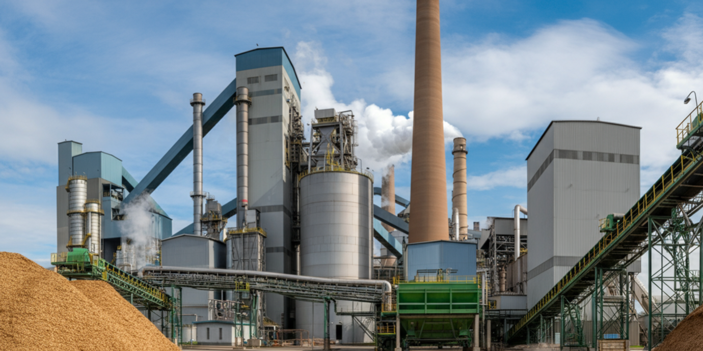 Imagem de um indústria de papel e celulose